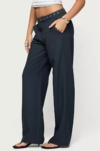 Edikted Ayve Eyelet Waist Straight Leg Pants