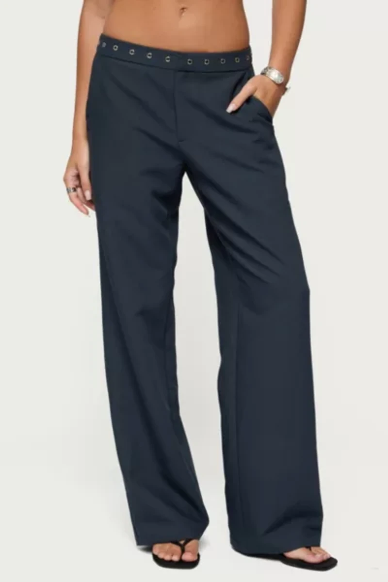 Edikted Ayve Eyelet Waist Straight Leg Pants