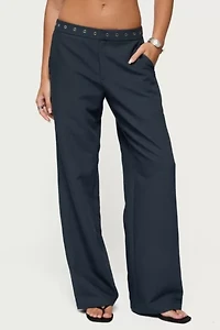 Edikted Ayve Eyelet Waist Straight Leg Pants