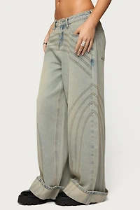 Edikted Cuffed Low Rise Wide Leg Jean