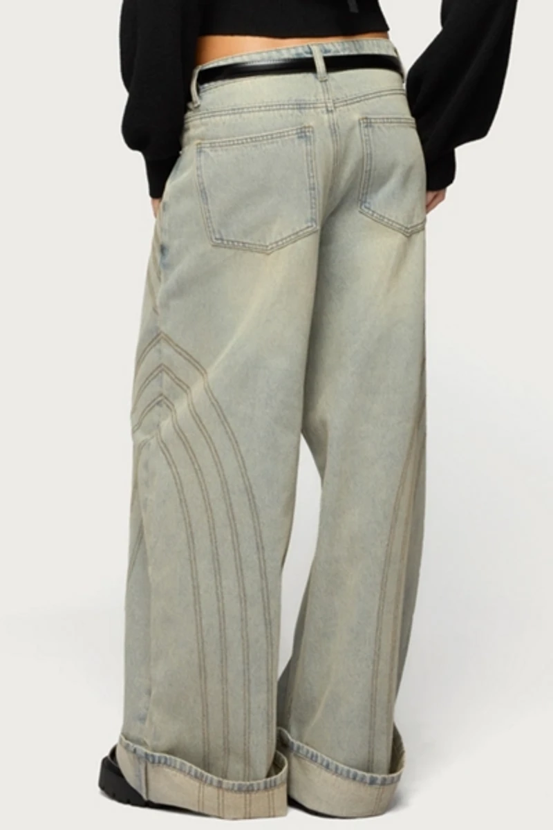 Edikted Cuffed Low Rise Wide Leg Jean