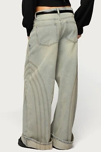 Edikted Cuffed Low Rise Wide Leg Jean