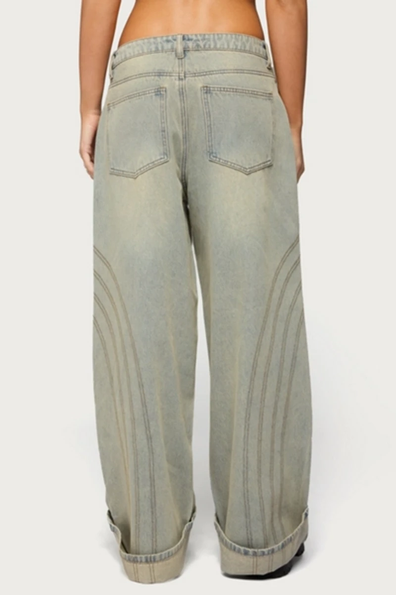 Edikted Cuffed Low Rise Wide Leg Jean