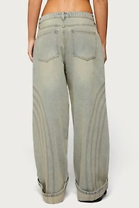 Edikted Cuffed Low Rise Wide Leg Jean