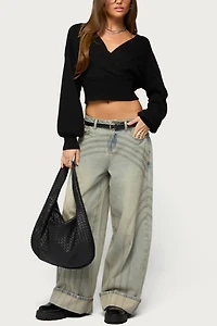 Edikted Cuffed Low Rise Wide Leg Jean