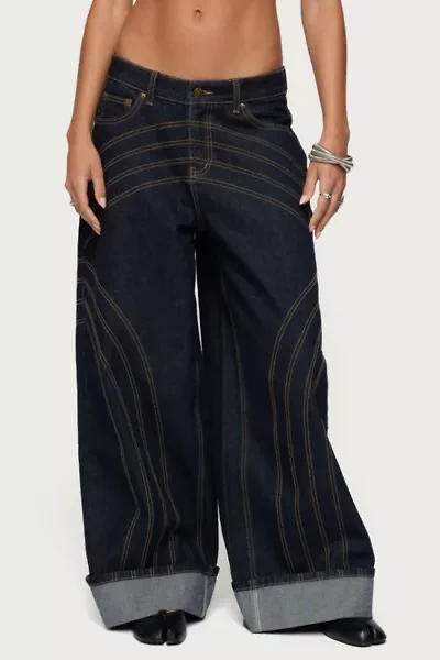 Edikted Cuffed Low Rise Wide Leg Jeans