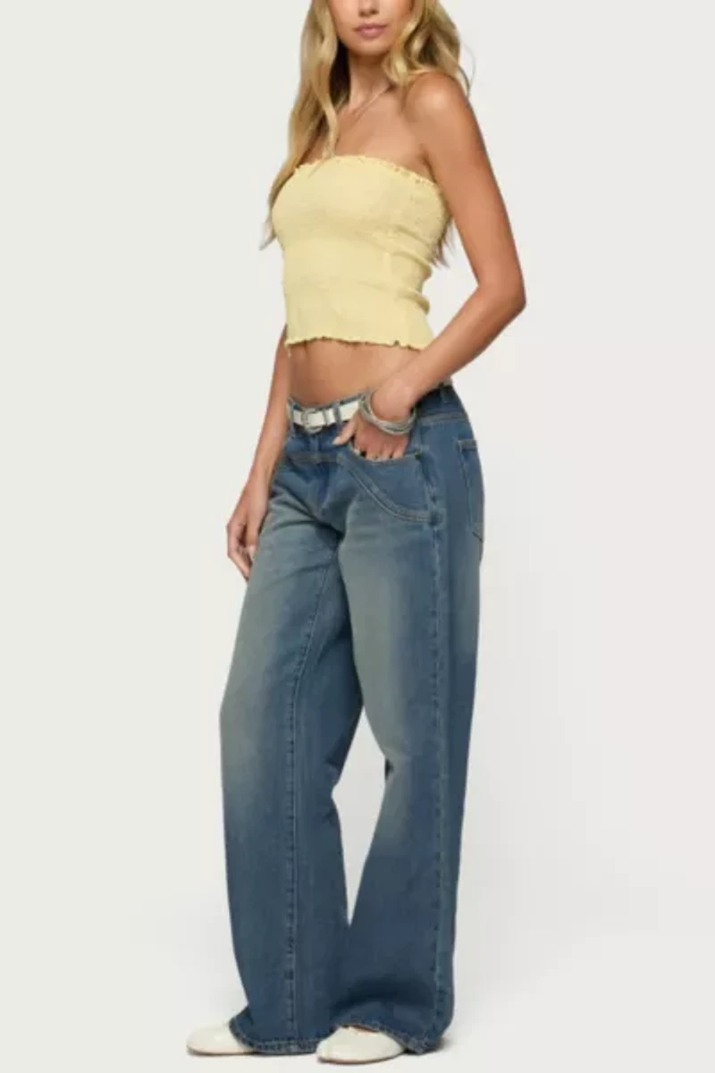 Edikted Ronny Curved Stitch Low Rise Jeans