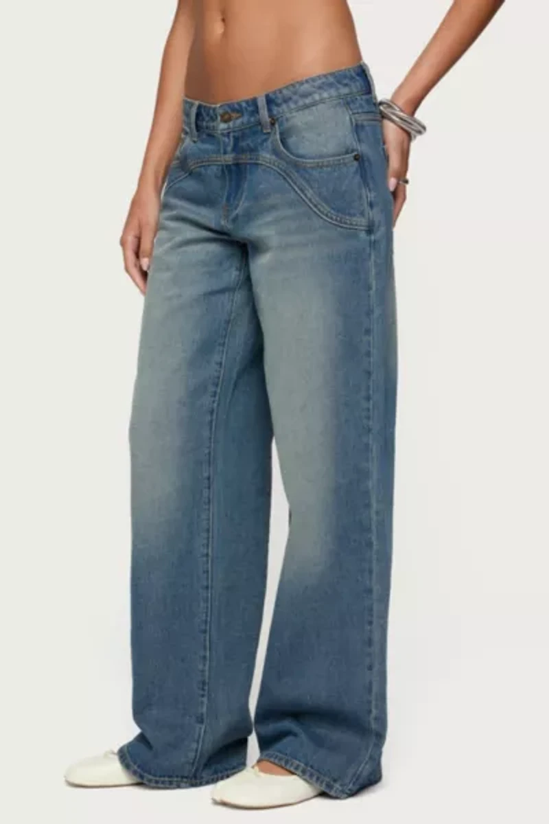Edikted Ronny Curved Stitch Low Rise Jeans