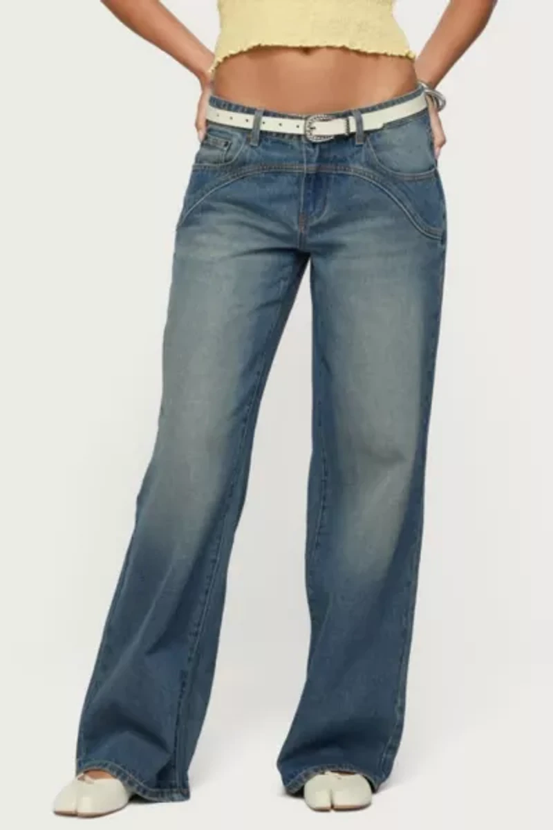 Edikted Ronny Curved Stitch Low Rise Jeans