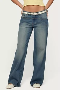 Edikted Ronny Curved Stitch Low Rise Jeans