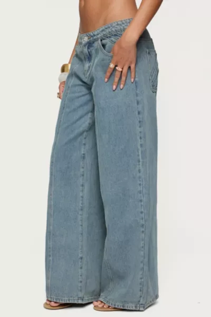 Edikted Stitch & Pleat Low Rise Jeans