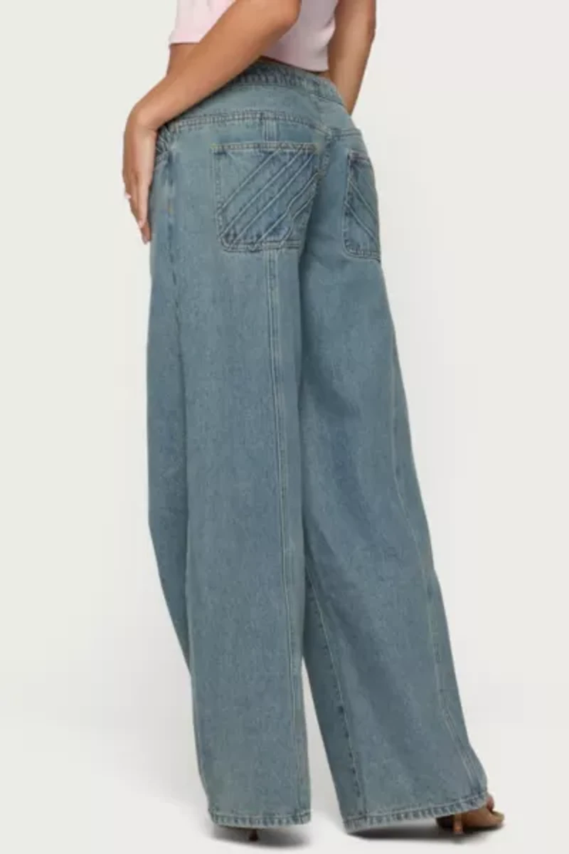 Edikted Stitch & Pleat Low Rise Jeans