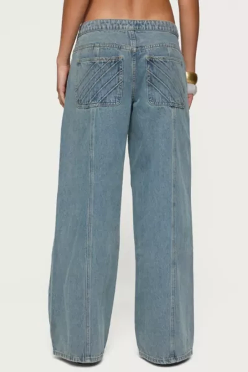 Edikted Stitch & Pleat Low Rise Jeans