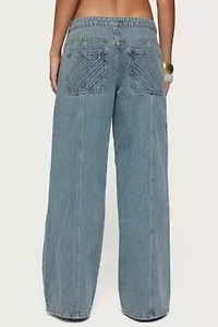 Edikted Stitch & Pleat Low Rise Jeans