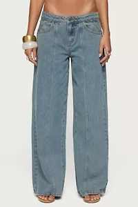 Edikted Stitch & Pleat Low Rise Jeans