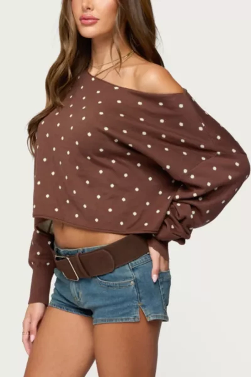 Edikted Oversized Off Shoulder Polka Dot Sweater