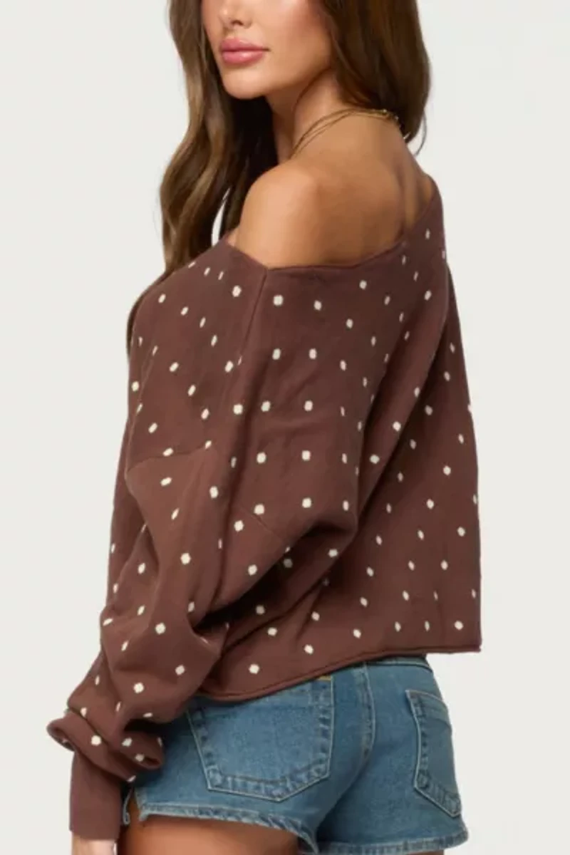 Edikted Oversized Off Shoulder Polka Dot Sweater