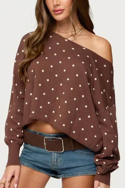 Edikted Oversized Off Shoulder Polka Dot Sweater