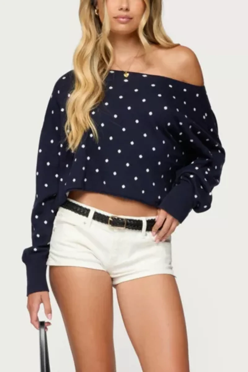 Edikted Oversized Off Shoulder Polka Dot Sweater