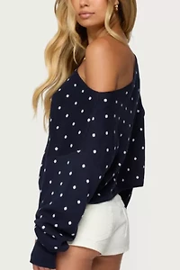 Edikted Oversized Off Shoulder Polka Dot Sweater