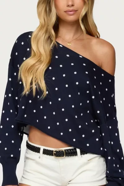 Edikted Oversized Off Shoulder Polka Dot Sweater