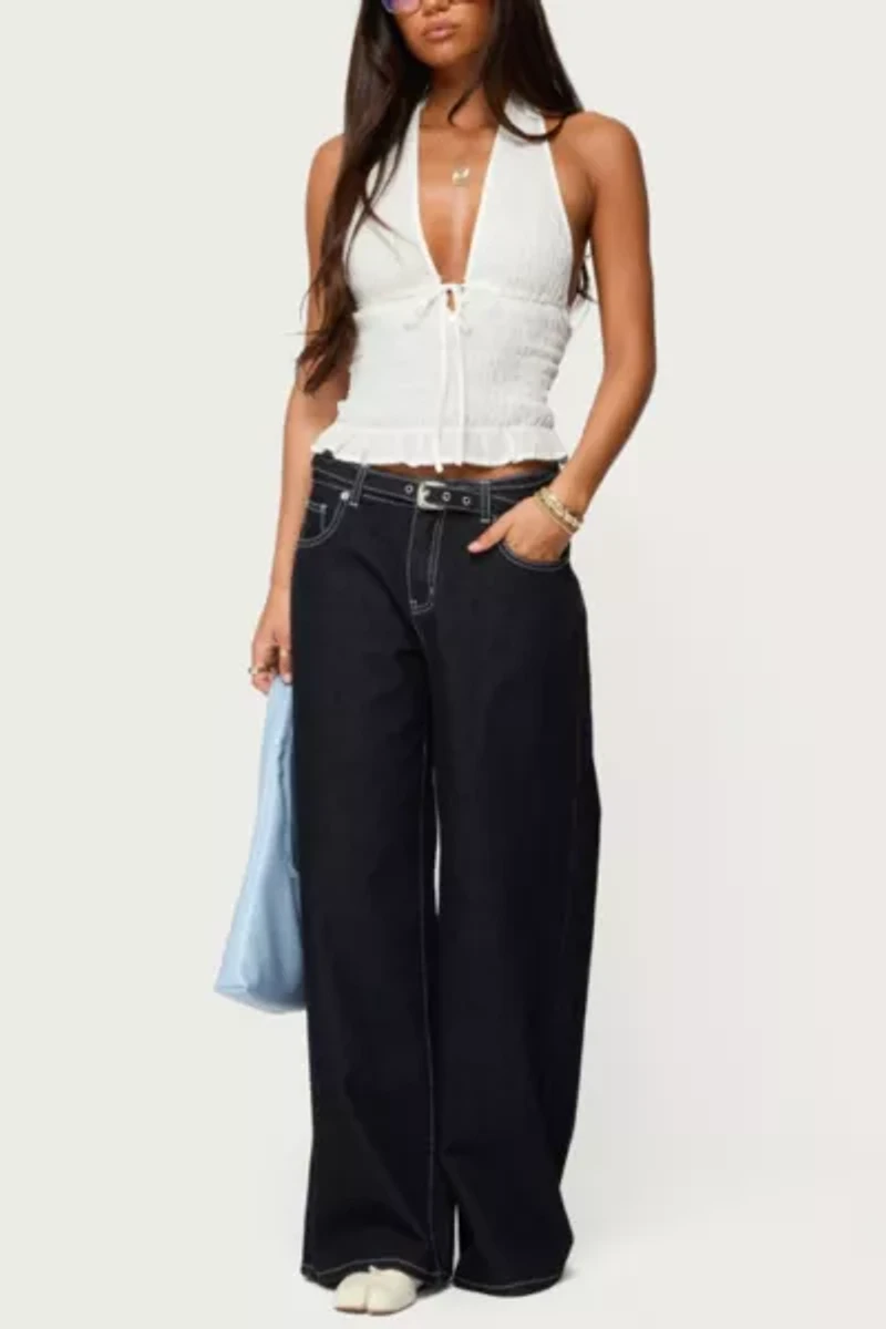 Edikted Karah Belt Low Rise Jeans