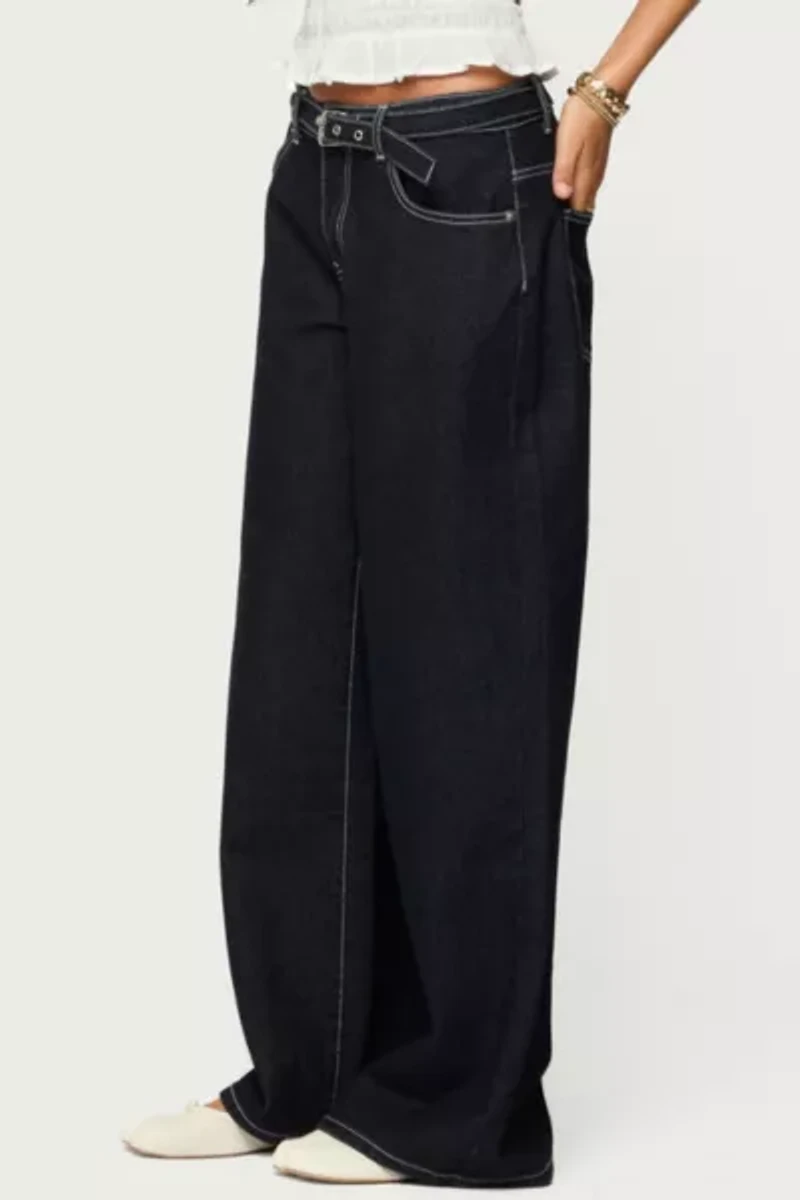 Edikted Karah Belt Low Rise Jeans