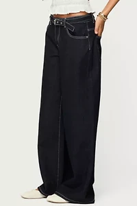 Edikted Karah Belt Low Rise Jeans