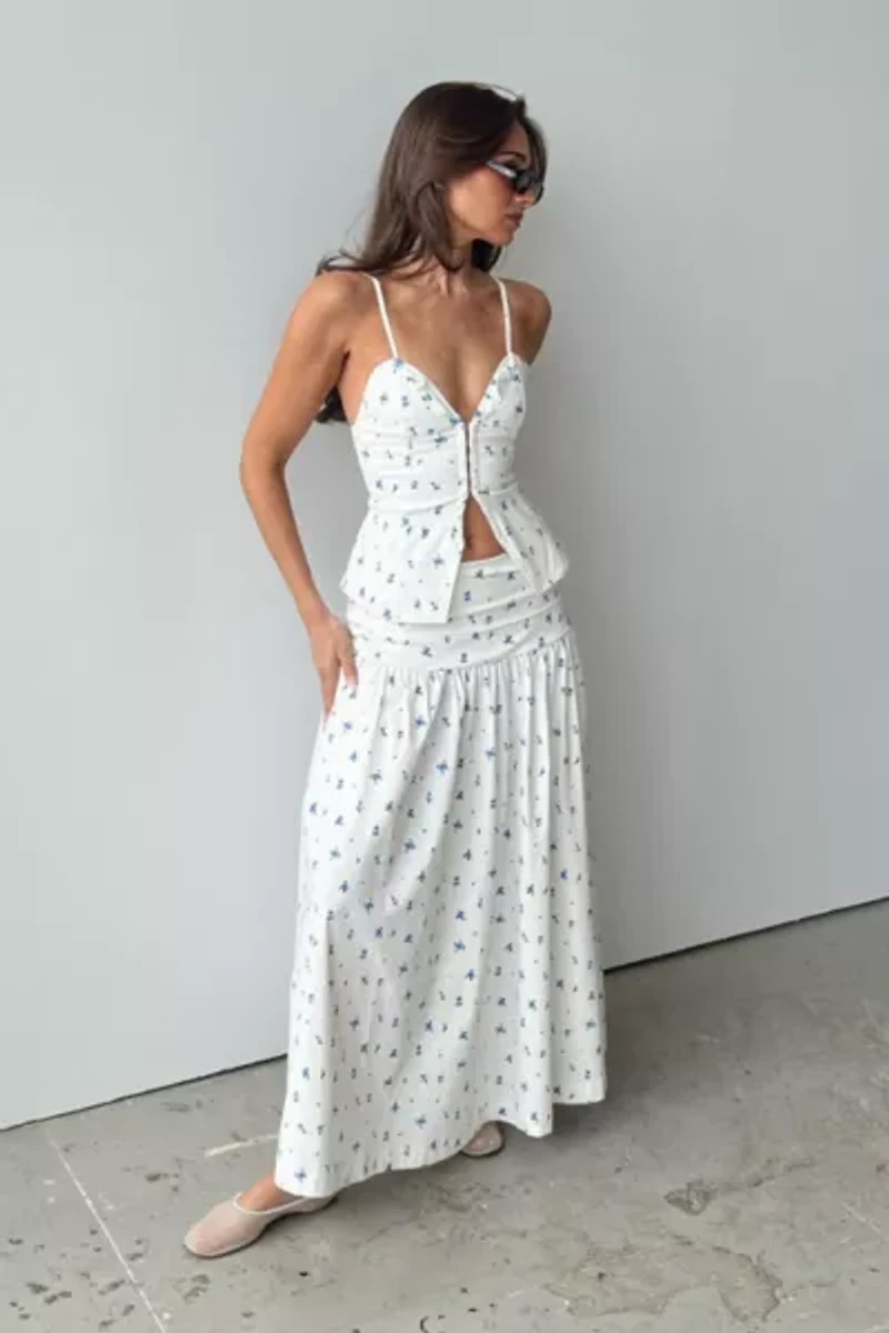 WeWoreWhat Ruched Waist Maxi Skirt