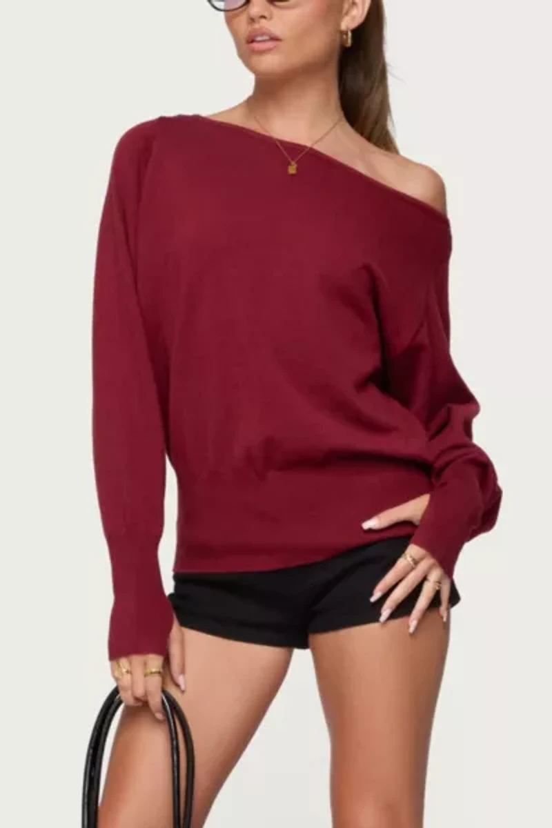 Edikted Off Shoulder Oversized Sweater
