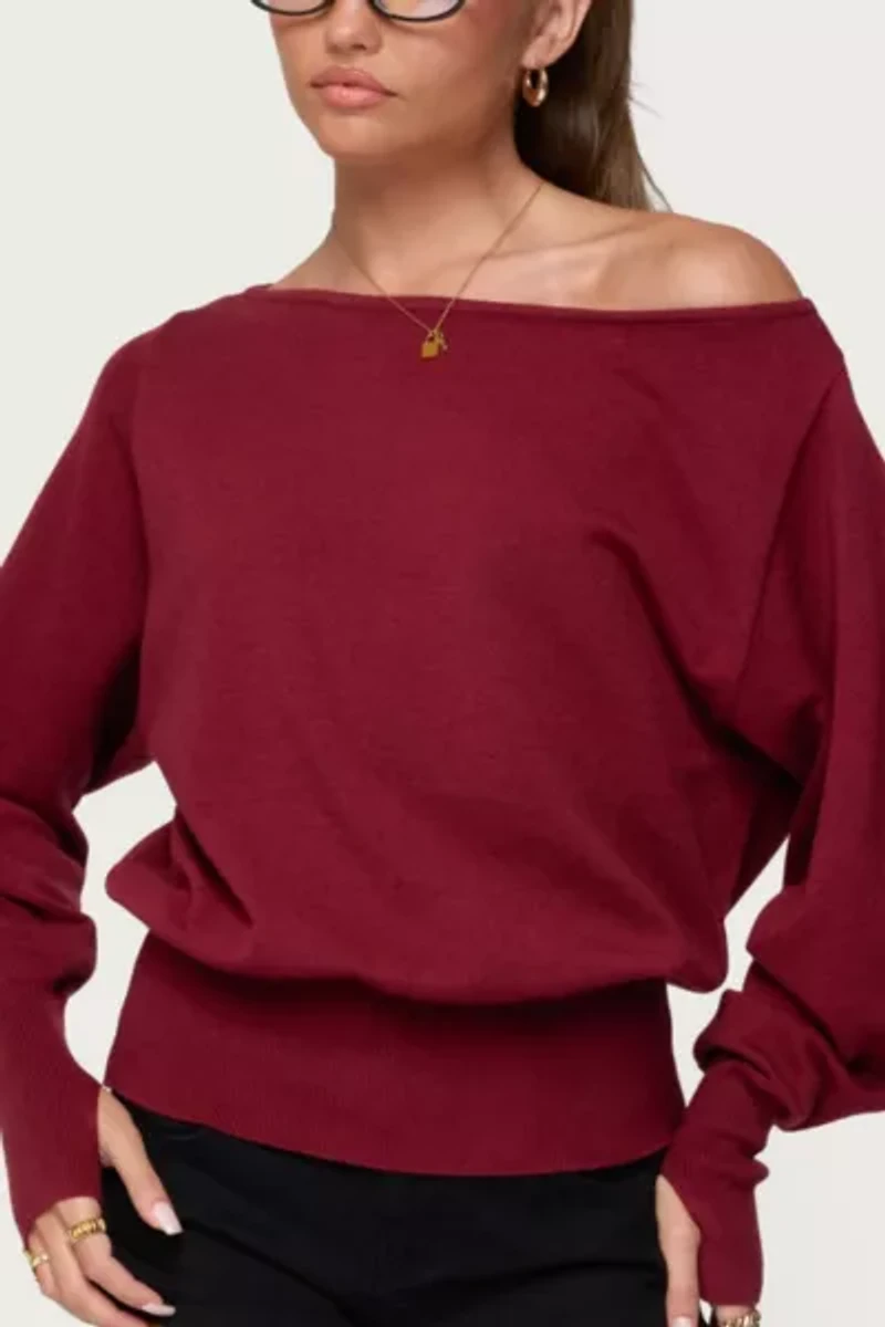 Edikted Off Shoulder Oversized Sweater