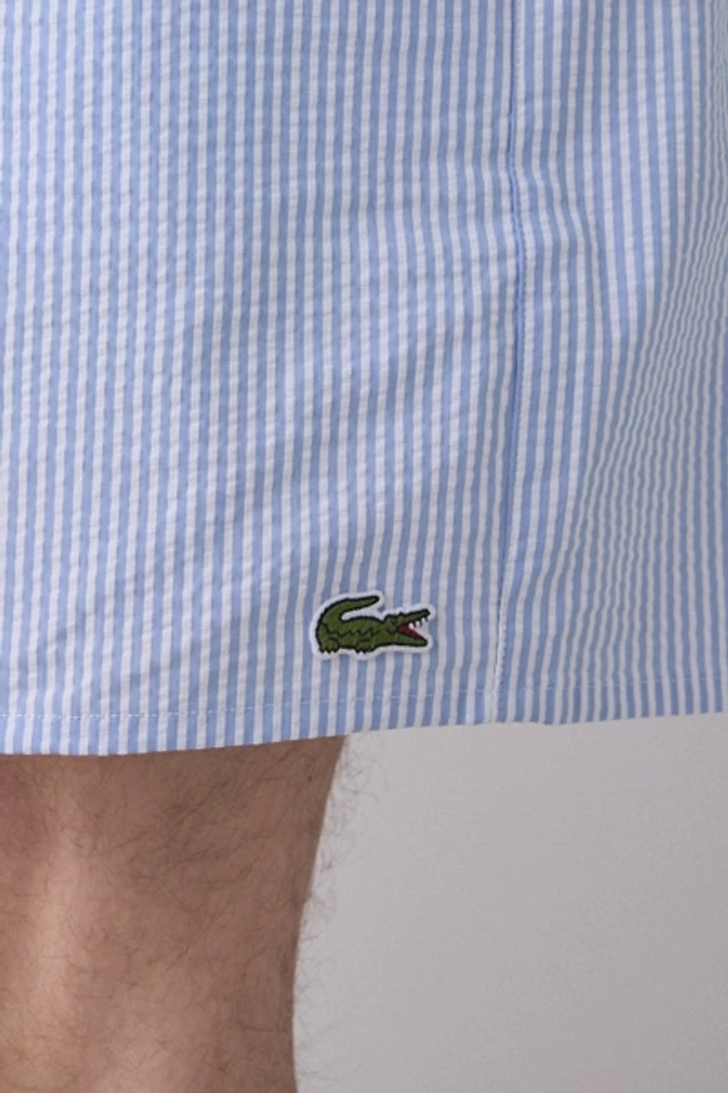 Lacoste Stripe Pattern Swim Trunks