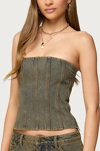 Edikted Camelia Strapless Denim Corset