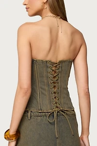 Edikted Camelia Strapless Denim Corset