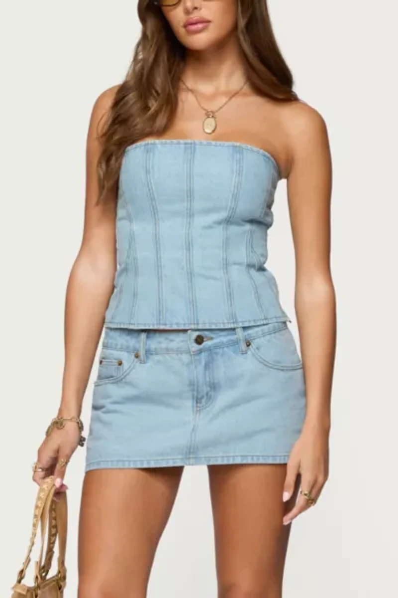 Edikted Camelia Strapless Denim Corset