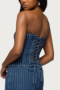 Edikted Camelia Strapless Denim Corset