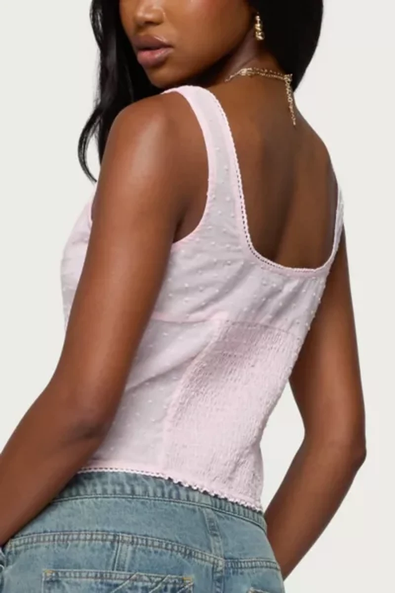 Edikted Embroidered Cotton Button Up Top