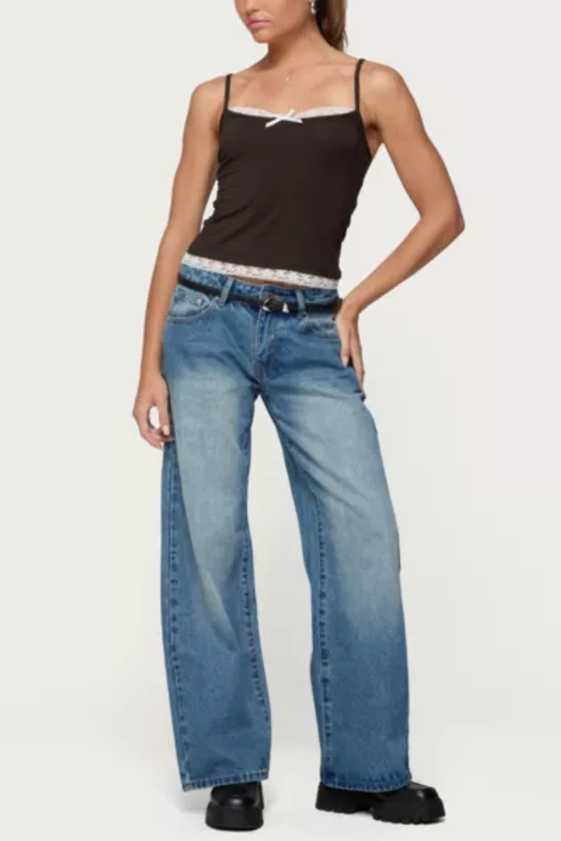 Edikted Adriel Contrast Lacey Tank Top