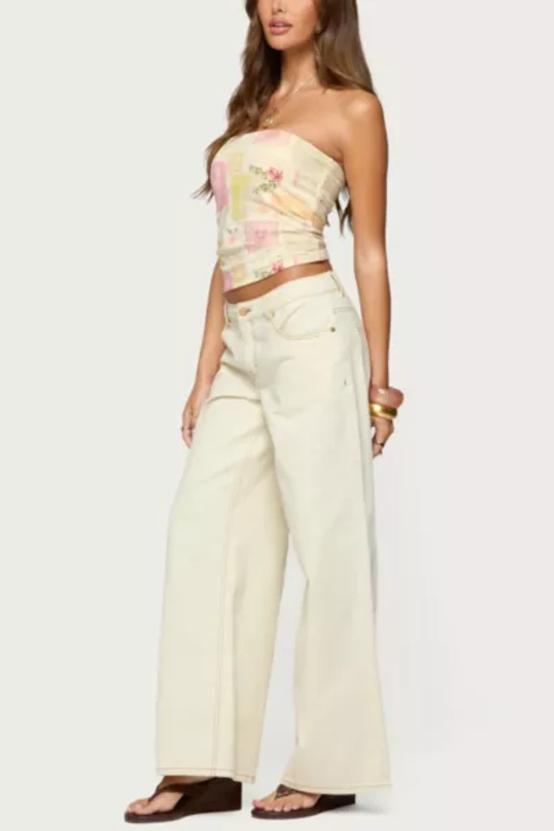 Edikted Cicilla Vintage Mixed Print Tube Top