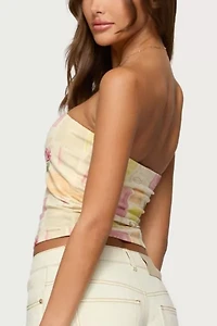 Edikted Cicilla Vintage Mixed Print Tube Top