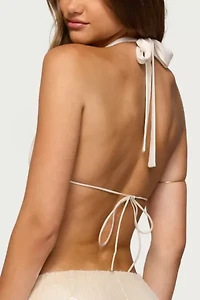 Edikted Roxey Sequin Backless Cowl Neck Top