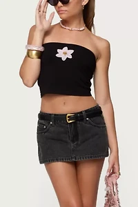 Edikted Luli Beaded Flower Tube Top