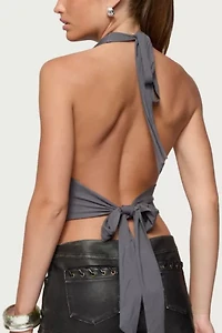 Edikted Nessie Metal Ring Backless Halter Top