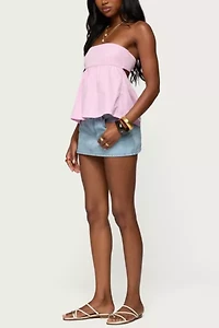Edikted Maddie Strapless Striped Babydoll Top