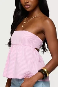 Edikted Maddie Strapless Striped Babydoll Top