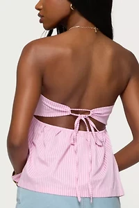 Edikted Maddie Strapless Striped Babydoll Top