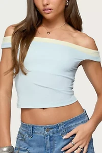 Edikted Strada Contrast Off Shoulder Top