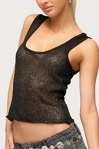 Edikted Eleora Sequin Knit Tank Top