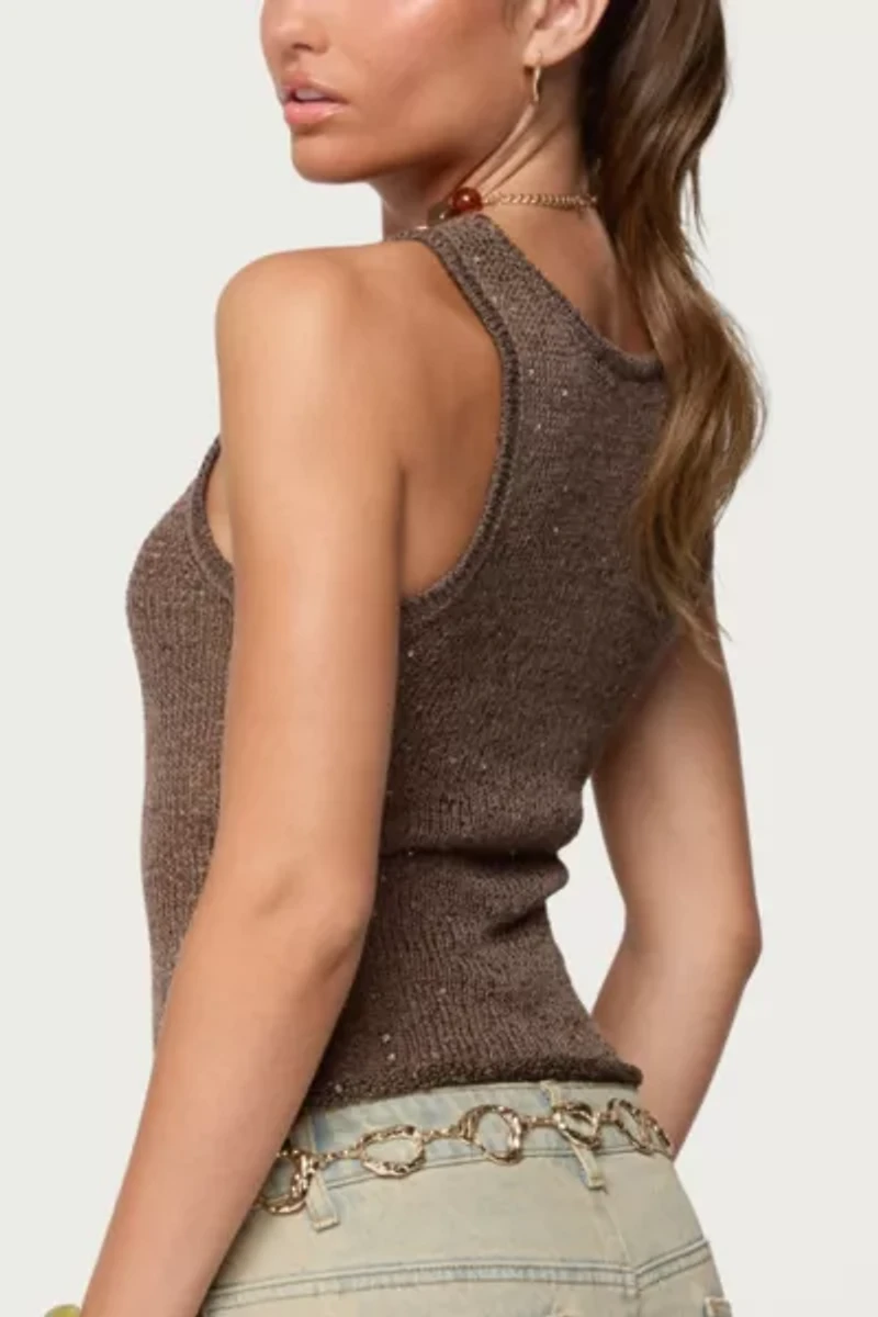 Edikted Eleora Sequin Knit Tank Top