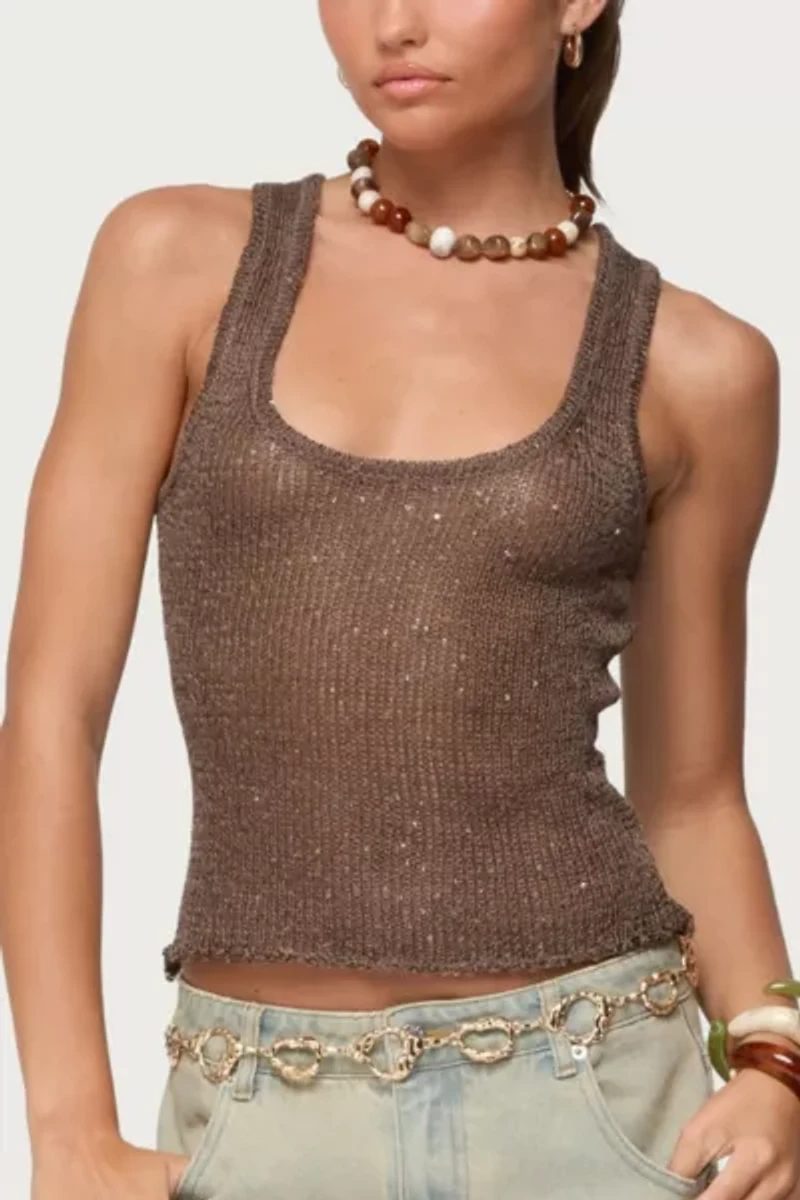 Edikted Eleora Sequin Knit Tank Top